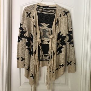 Honey Punch boho tan/black cardigan- S